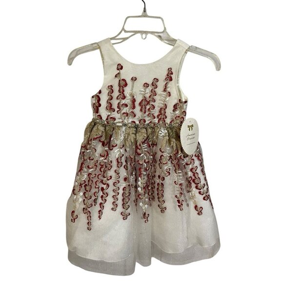 American Princess Little Girls Dress Size 5 Fancy Burgundy & Gold Holiday Event - Picture 2 of 8